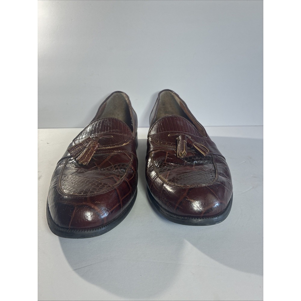 Stacy Adams Genuine Snake Leather Brown Tasseled Loafers Men's Size 14m - Picture 3 of 13
